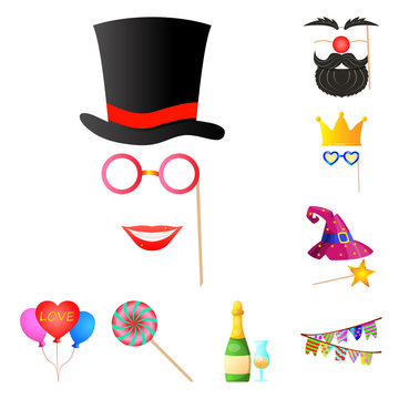 Vector illustration of party and birthday logo. Collection of party and celebration stock vector illustration.