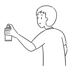 vector of man using spray can