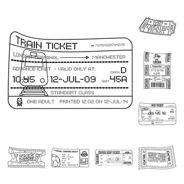 Vector illustration of ticket and admission icon. Collection of ticket and event stock symbol for web.