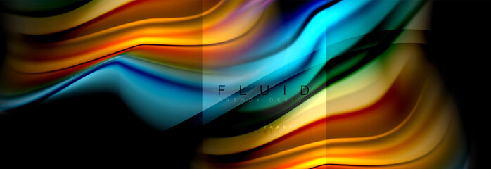Rainbow fluid abstract shapes, liquid colors design, colorful marble or plastic wavy texture background, multicolored template for business or technology presentation or web brochure cover design