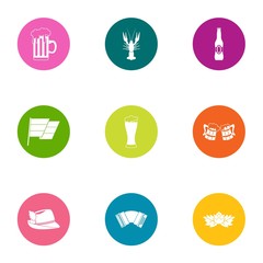Beer rest icons set. Flat set of 9 beer rest vector icons for web isolated on white background