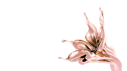 A splash of thick, golden liquid. 3d illustration, 3d rendering.