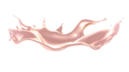 A splash of thick, golden liquid. 3d illustration, 3d rendering.