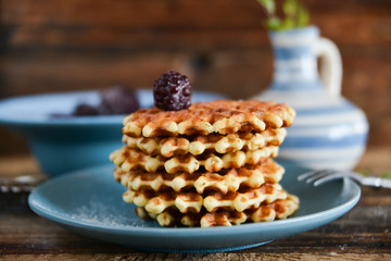 Blueberries on waffles, Vienna waffles with BlackBerry