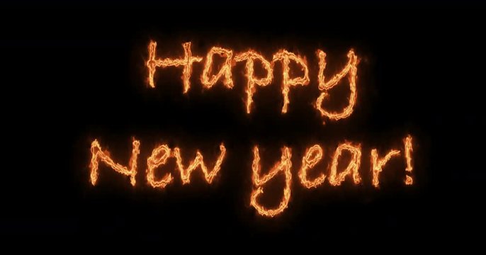 Happy New Year 2019 Video Animation. fire words