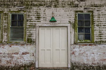 Scenic old building with door and windows in Alcatraz Island, San Francisco, California, USA