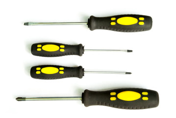 Screwdrivers on white background