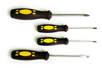 Screwdrivers on white background
