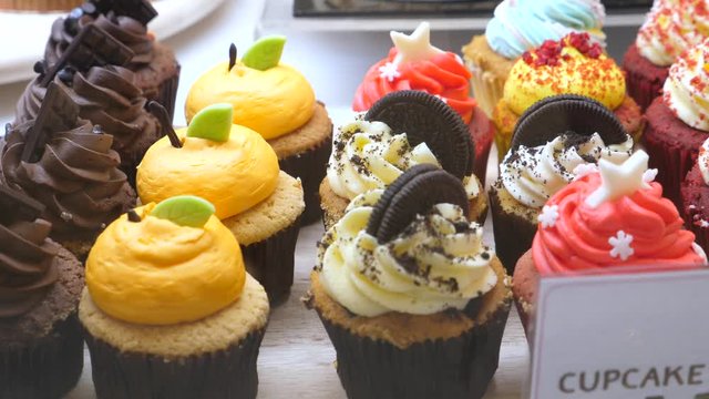 Close-Up Of Cupcakes In Bakery