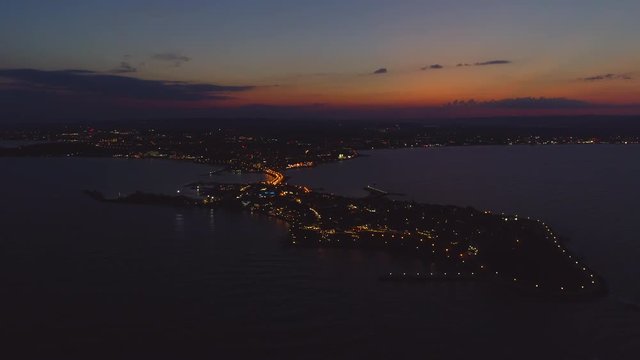 Nessebar, the ancient city on the Black Sea coast of Bulgaria. Panoramic aerial view