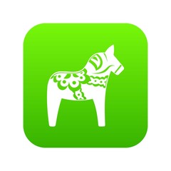 Toy horse icon digital green for any design isolated on white vector illustration