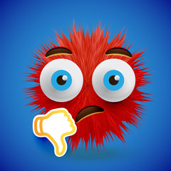Fototapeta premium High-detailed 3D fur smiley emoticon, vector illustration