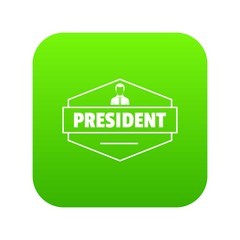 President icon green vector isolated on white background