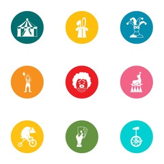 Circus actor icons set. Flat set of 9 circus actor vector icons for web isolated on white background