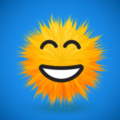 High-detailed 3D fur smiley emoticon, vector illustration