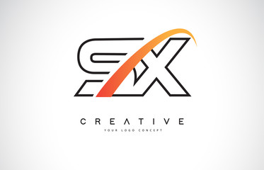 SX S X Swoosh Letter Logo Design with Modern Yellow Swoosh Curved Lines.