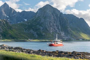 Landscapes and mountains of Norway Lofoten fjords