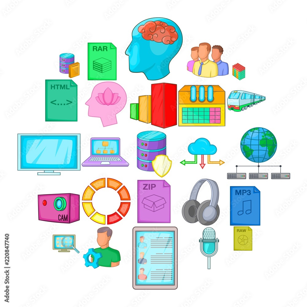 Poster cloud computing icons set. cartoon set of 25 cloud computing vector icons for web isolated on white 