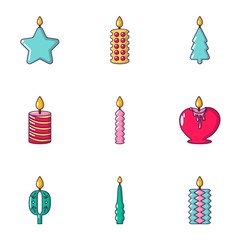 Candlelight icons set. Cartoon set of 9 candlelight vector icons for web isolated on white background