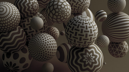 Black background with balls. 3d illustration, 3d rendering.