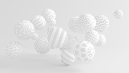 White background with balls. 3d illustration, 3d rendering.