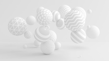 Fototapeta na wymiar White background with balls. 3d illustration, 3d rendering.