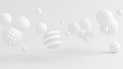 Fototapeta na wymiar White background with balls. 3d illustration, 3d rendering.