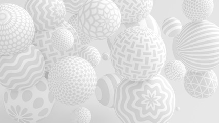 White background with balls. 3d illustration, 3d rendering.