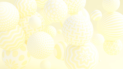 Yellow background with balls. 3d illustration, 3d rendering.
