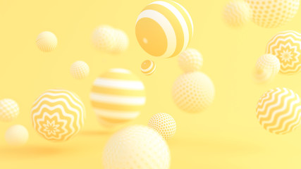Fototapeta na wymiar Yellow background with balls. 3d illustration, 3d rendering.