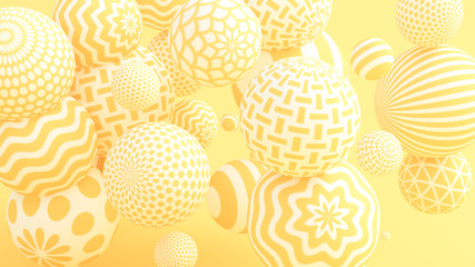 Yellow background with balls. 3d illustration, 3d rendering.