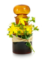 St john´s wort , old pharmacists bottle