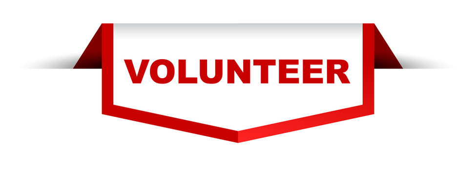 red and white banner volunteer