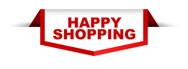 red and white banner happy shopping