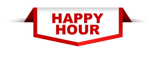 red and white banner happy hour