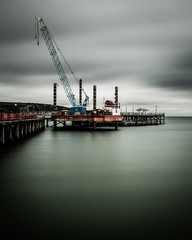 Fototapeta premium crane at swanage pier in Dorset