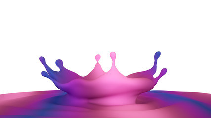 A beautiful multicolor splash of liquid. 3d illustration, 3d rendering.