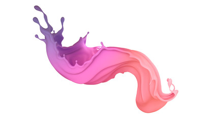 A beautiful multicolor splash of liquid. 3d illustration, 3d rendering.