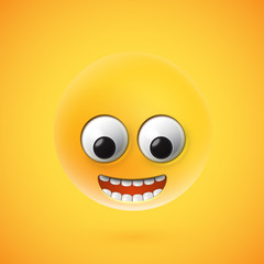 Highly detailed happy emoticon, vector illustration