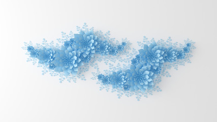 Paper flowers. 3d illustration, 3d rendering.