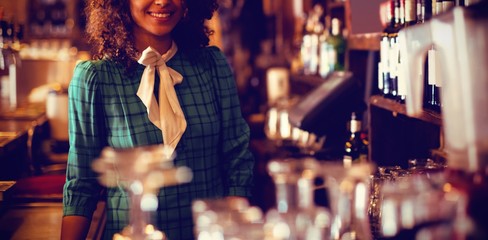 Portrait of beautiful female bar tender - Powered by Adobe