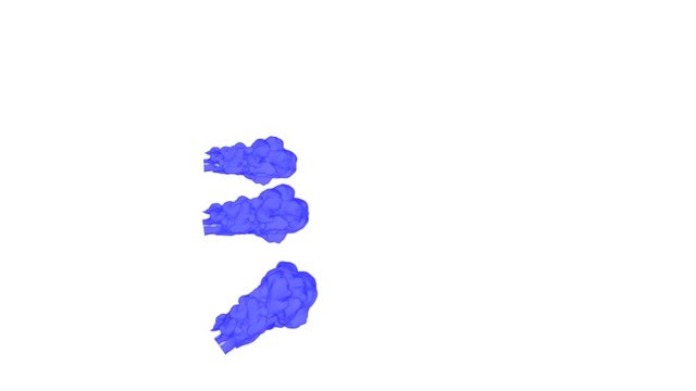 Abstract Blue ink drop in water on a white background for effects with Alpha channel matte. 3d render. voxel graphics. computer simulation V6