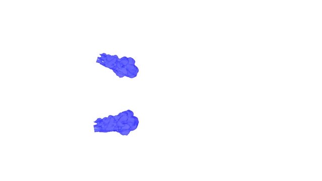 Abstract Blue ink drop in water on a white background for effects with Alpha channel matte. 3d render. voxel graphics. computer simulation V9