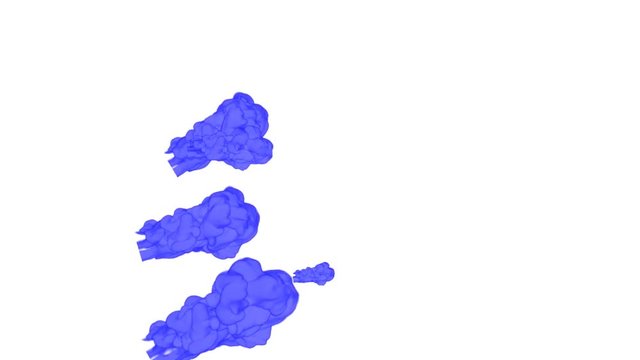 Abstract Blue ink drop in water on a white background for effects with Alpha channel matte. 3d render. voxel graphics. computer simulation V8