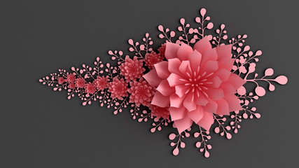 Naklejki  Papierowe kwiaty. ilustracja 3d, renderowanie 3d.