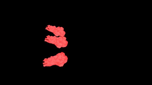 Abstract Red ink drop in water on a black background for effects with Alpha channel matte. 3d render. voxel graphics. computer simulation V2