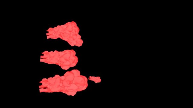Abstract Red ink drop in water on a black background for effects with Alpha channel matte. 3d render. voxel graphics. computer simulation V4