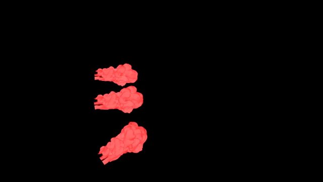 Abstract Red ink drop in water on a black background for effects with Alpha channel matte. 3d render. voxel graphics. computer simulation V6