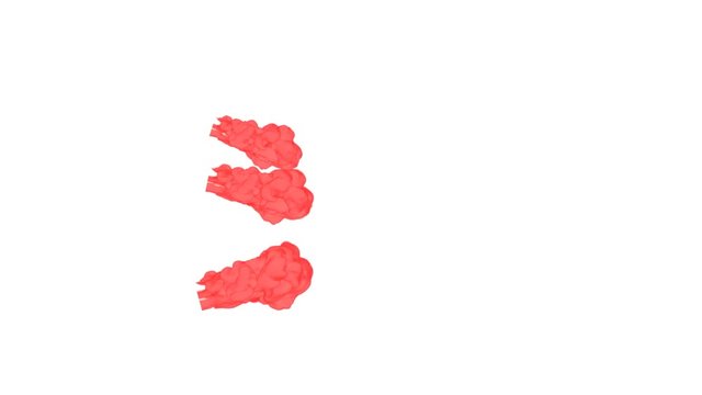 Abstract Red ink drop in water on a white background for effects with Alpha channel matte. 3d render. voxel graphics. computer simulation V2