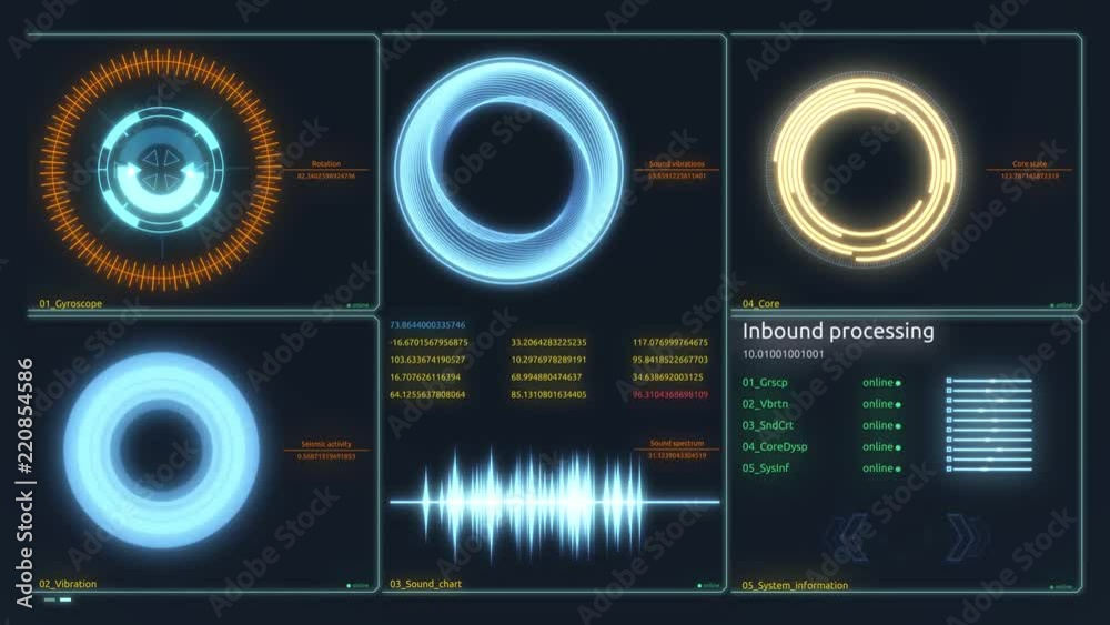Aufkleber futuristic interface. digital screen. ultra detailed abstract digital background. blinking and switc